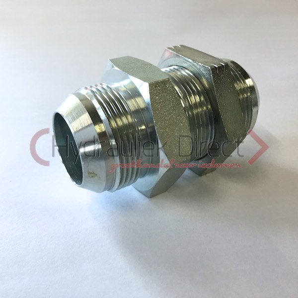 Rechte schotkoppeling met contramoer male JIC/male JIC (Koppelingsmaat 1: 1 5/8'', Koppelingsmaat 2: 1 5/8'')