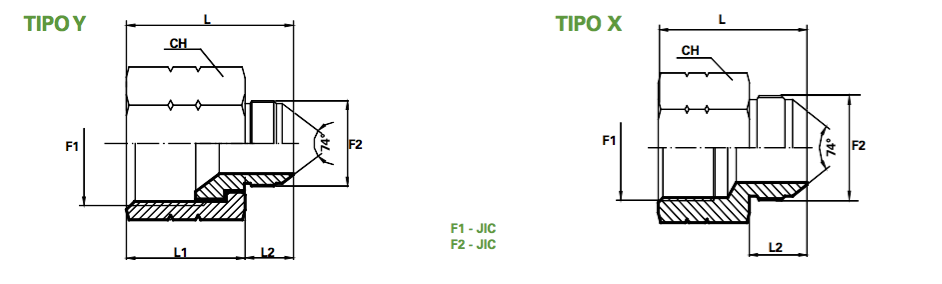 Adapter Female JIC/male JIC (type X) (Koppelingsmaat 1: 7/8'', Koppelingsmaat 2: 3/4'')