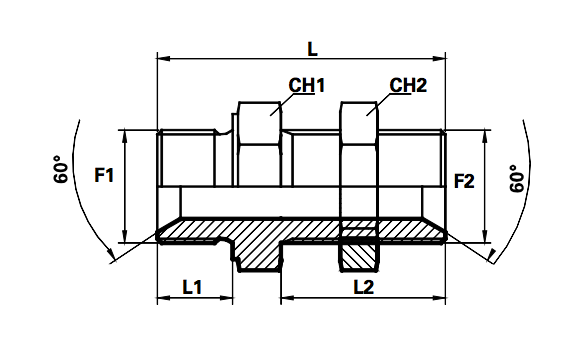 Rechte schotkoppeling BSPP met contramoer (Koppelingsmaat 1: 1 1/4'', Koppelingsmaat 2: 1 1/4'')