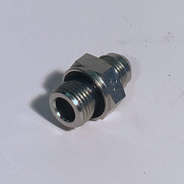 Rechte inschroefkoppeling male jic/male bsp met seal (Koppelingsmaat 1: 9/16'', Koppelingsmaat 2: 1/2'')