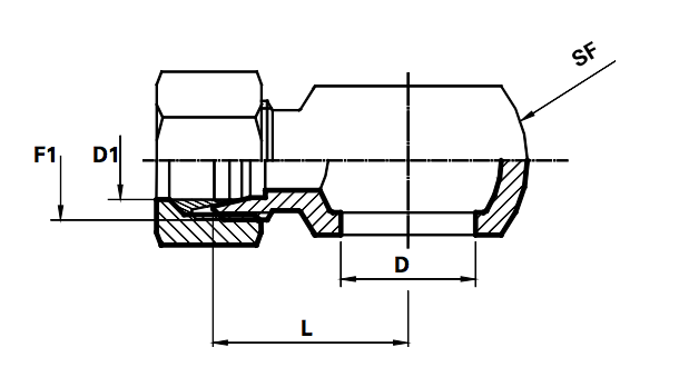 Banjo koppeling Metrisch  Male DIN 24°Body only  (Koppelingsmaat 1: M20, Koppelingsmaat 2: L12)