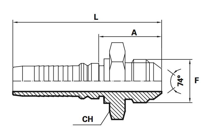 MALE JIC SV 74 GR.CONUS UNF (Koppelingsmaat: 1 5/8'', Slangmaat: 1 1/4'')