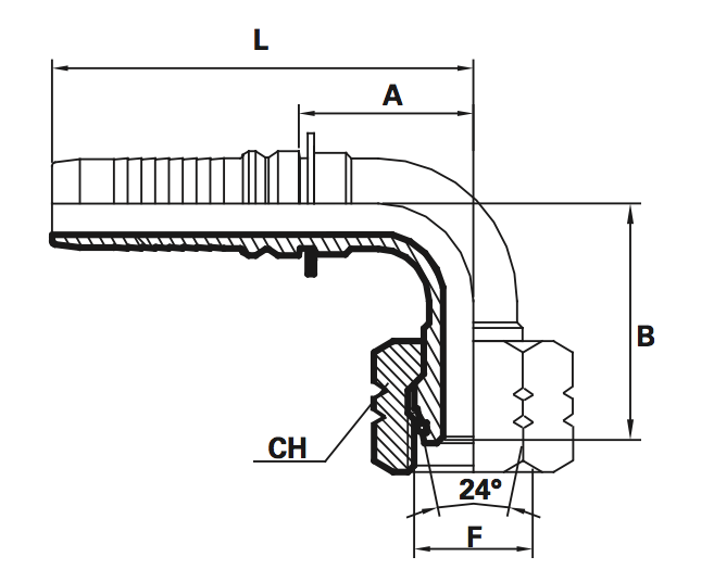 FEMALE  90 GR.  S   SERIE INTERLOCK (Koppelingsmaat: S38, Slangmaat: 1 1/4'')