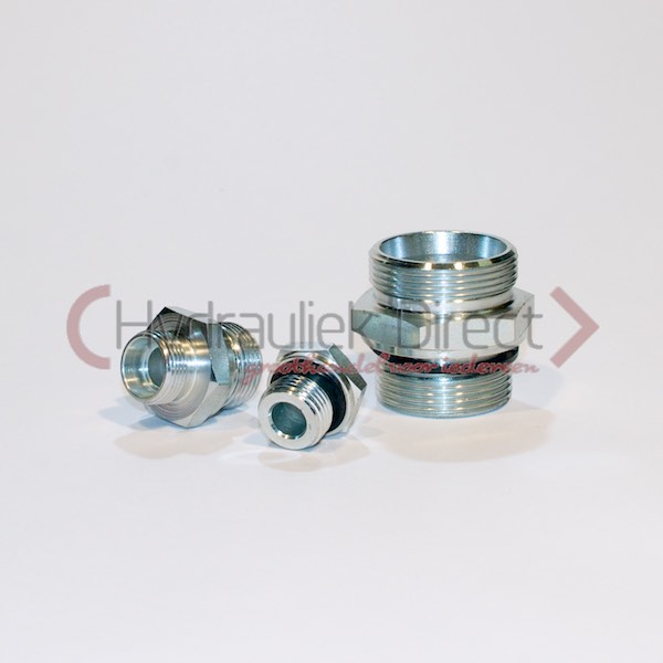 Rechte Male inschroefkoppeling met rubber seal E DIN 3852 Body only  (Koppelingsmaat 1: S25, Koppelingsmaat 2: M33x2)