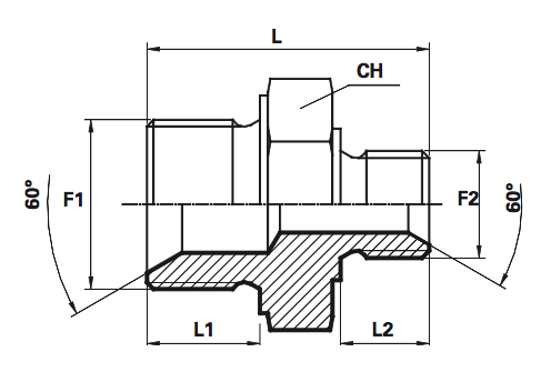 Rechte Reduceer Koppeling male BSP/male BSP 60° ( 1 1/4  ''  1 '' )