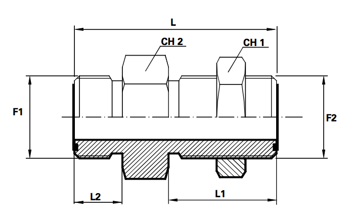 Rechte schotkoppeling met contramoer male ORFS/male ORFS (Koppelingsmaat 1: 1 11/16'', Koppelingsmaat 2: 1 11/16'')